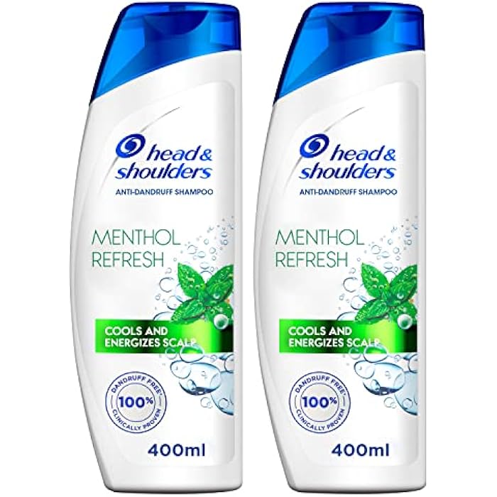 Head & Shoulders Menthol Refresh Anti-Dandruff Shampoo for Itchy Scalp, 2 x 400ml - Image 1